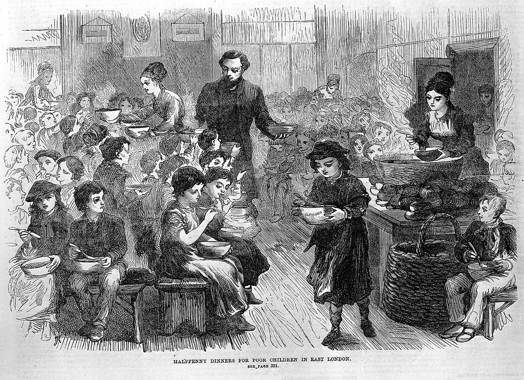 Halfpenny dinners for poor children in East London. Credit Wellcome Images