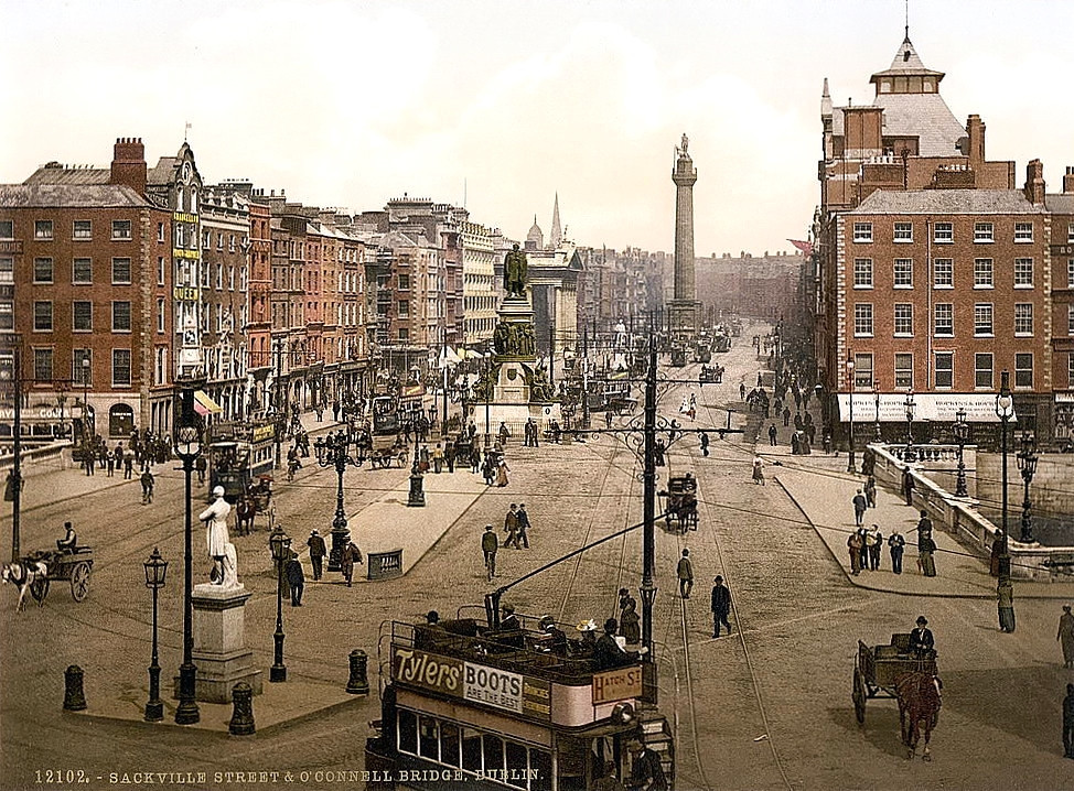Sackville Street and O'Connell Bridge, Dublin. County Dublin, Ireland