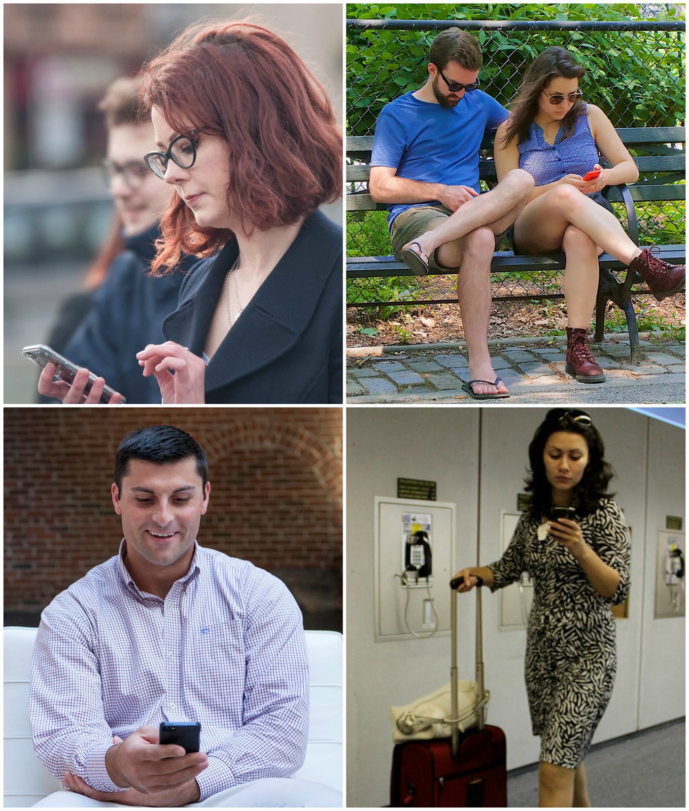 People using smartphones. Photo credits: Matthew Hurst, Ed Yourdon, Vladimir Yaitskiy.