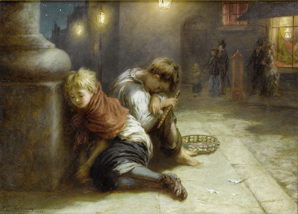 Fatigued Minstrels by Augustus Edwin Mulready, 1883