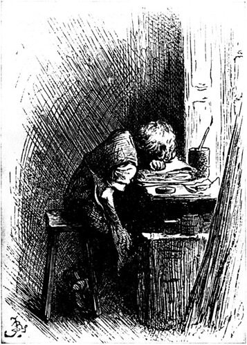 Dickens at the Blacking Warehouse. Charles Dickens is here shown as a boy of twelve years of age, working in a factory