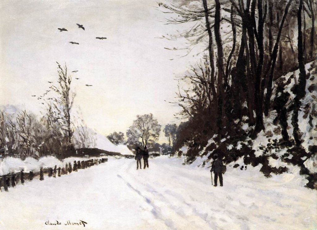 The Road by Saint-Simeon Farm in Winter by Claude Oscar Monet - 1867