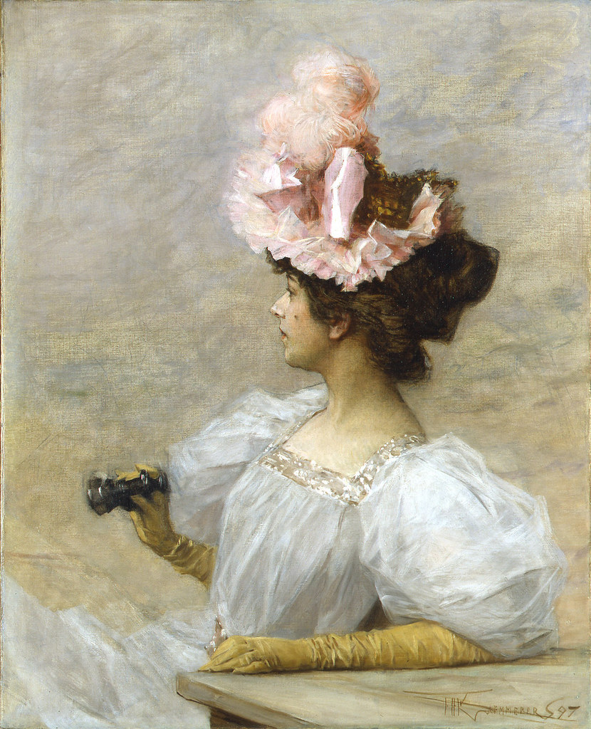 Woman with Opera Glasses by Frederik Henrdik Kaemmerer