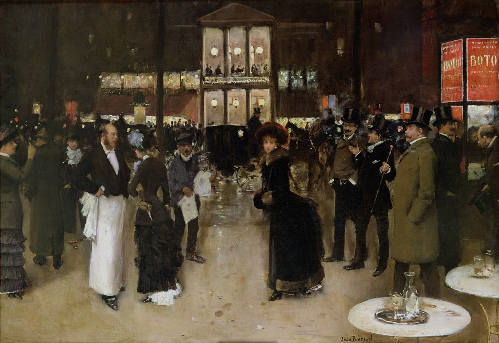 The Boulevard at Night, in front of the Theatre des Varietes by Jean-Georges Béraud, 1883