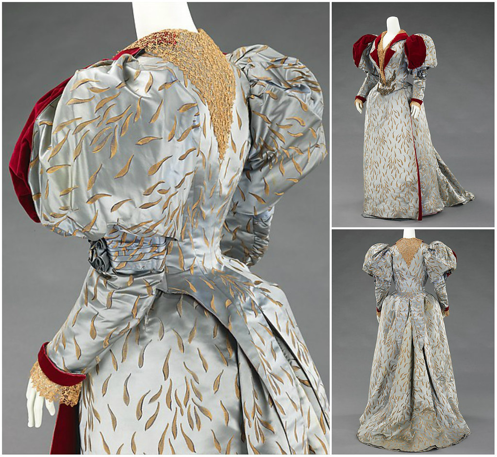 1893 Evening Ensemble. Silk, linen, metal. metmuseum