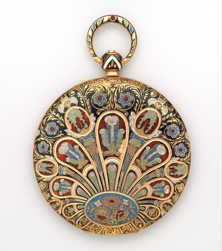 1820. Watch. Swiss. Case of gold and enamel, with chronoscope dial; jeweled movement, with cylinder escapement. metmuseum