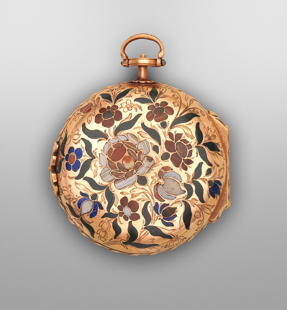 1770. Watch. German, Dresden. Case gold, inlaid with hardstones. metmuseum