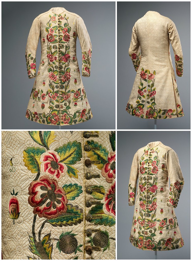 c1710. British. Linen, silk, metallic thread. metmuseum