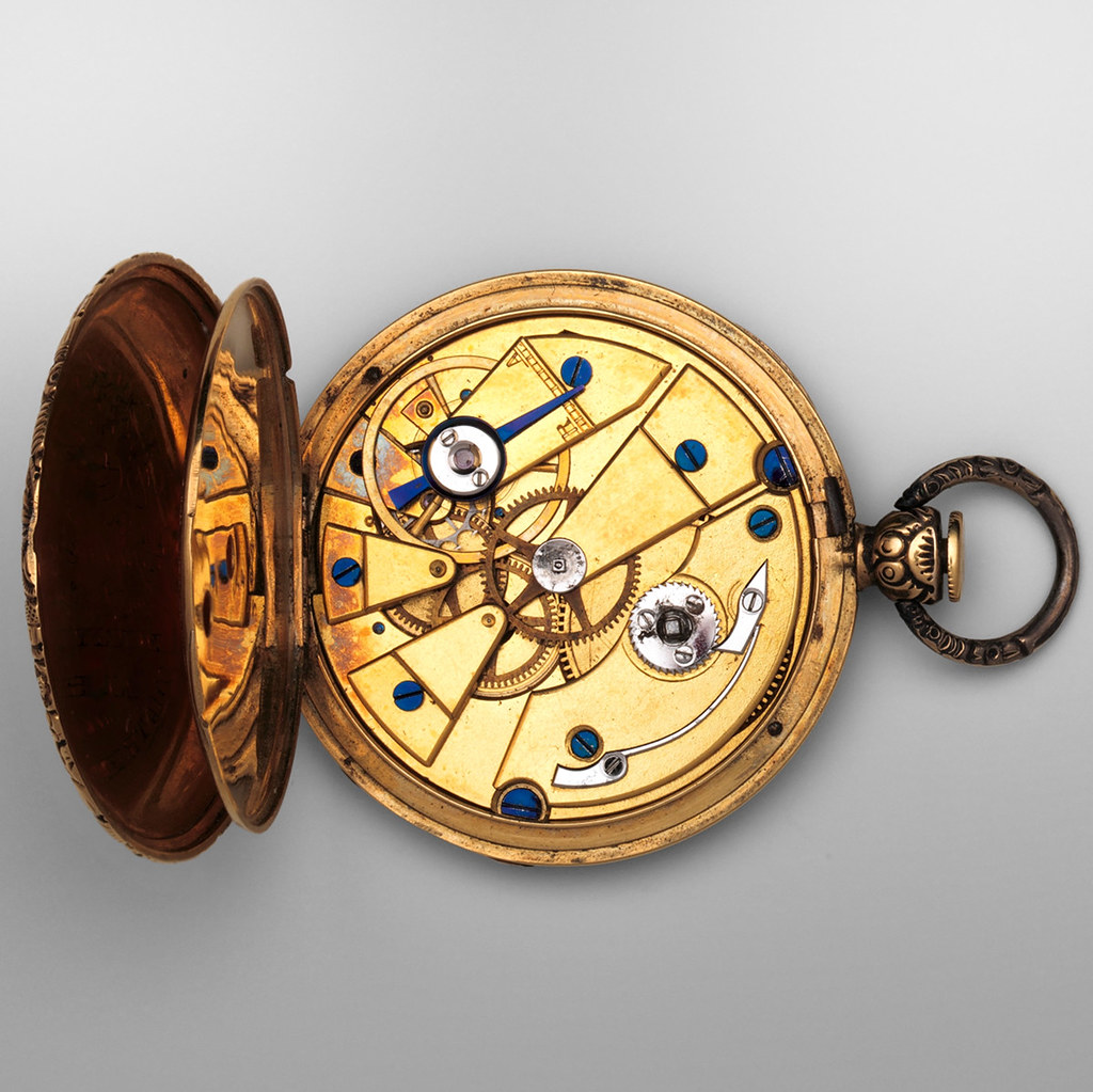 1832. Watch. Swiss, Geneva. Case partly gold, enamel, and silver; Movement brass and steel with ruby. metmuseum