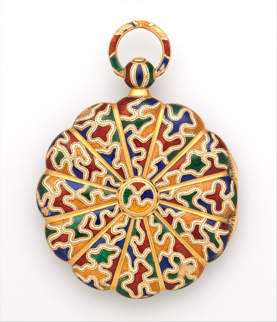 1825. Watch. Swiss, Geneva. Case of gold and enamel; jeweled movement, with cylinder escapement. metmuseum