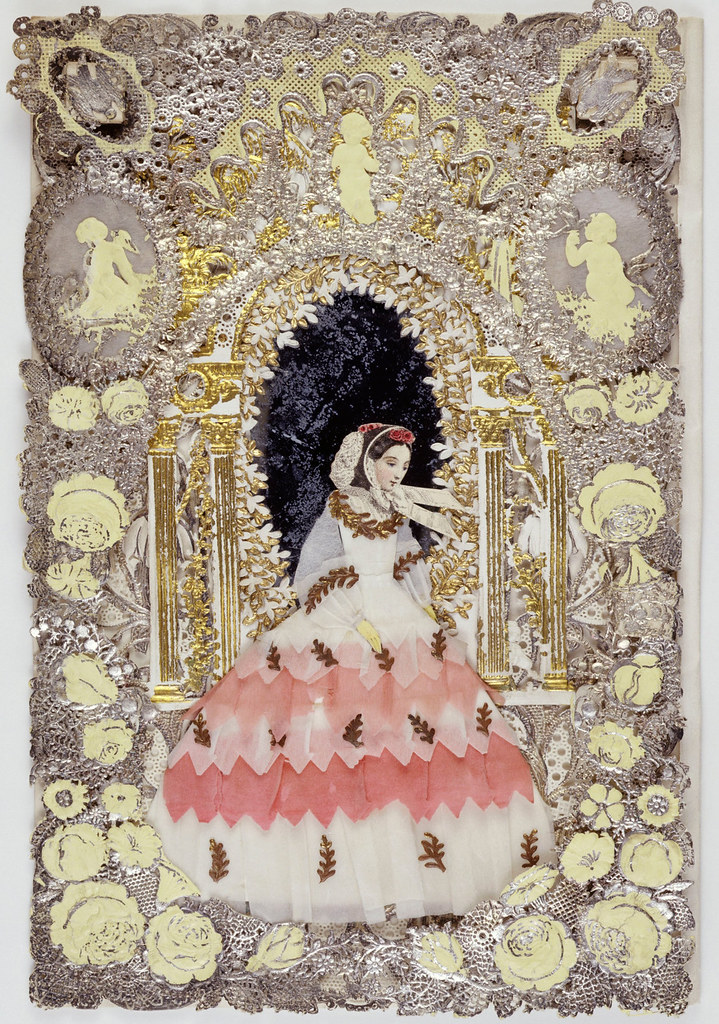 Valentine Card, paper; glass, c.1870