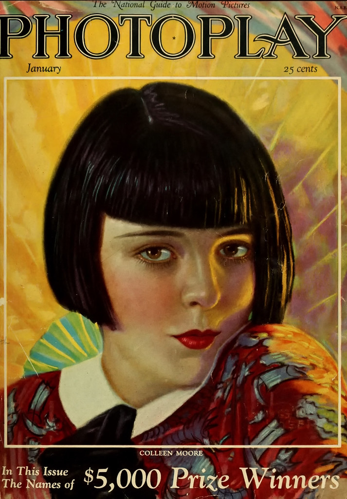 Photoplay cover for January 1926 featuring Colleen Moore, based on a painting by Livingston Geer