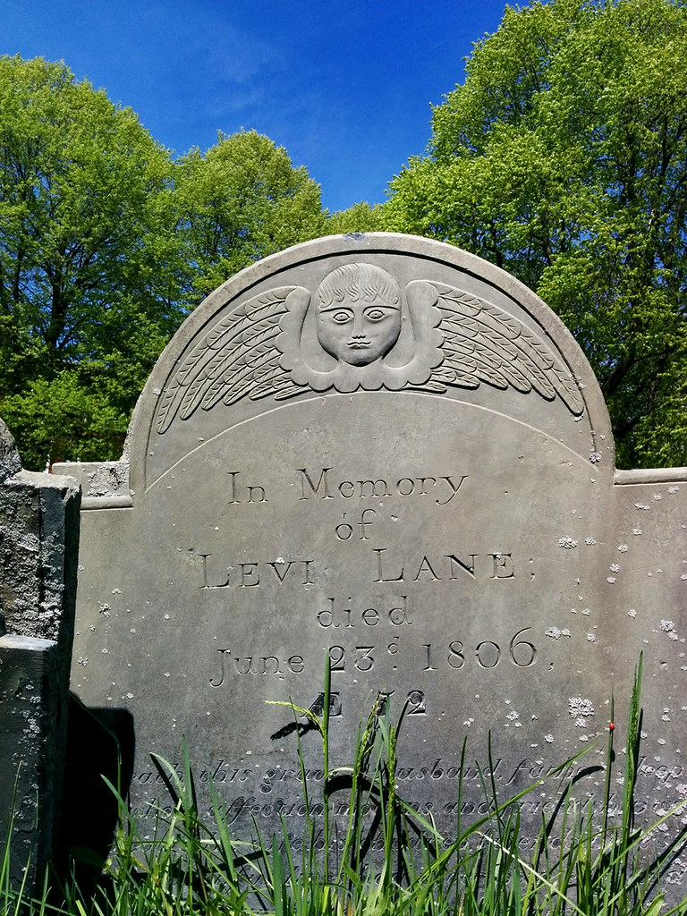 Winged Face of Cherub Headstone carving