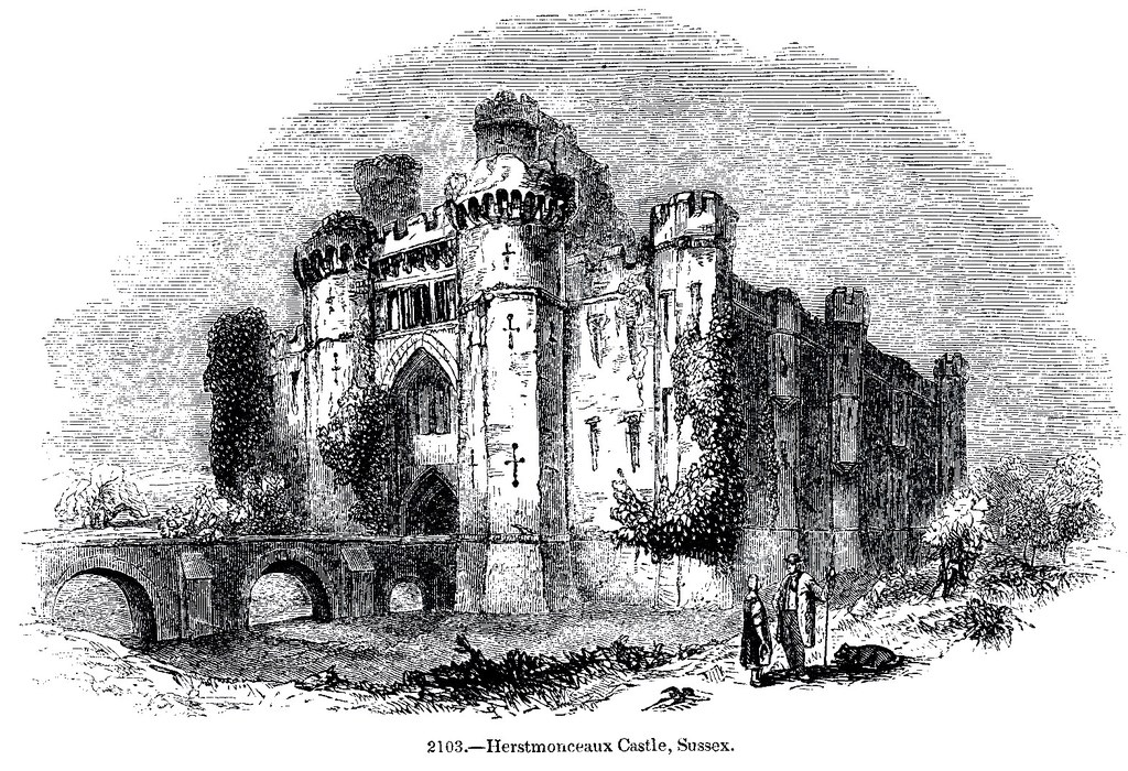 Engraving of Herstmonceux Castle, 1845