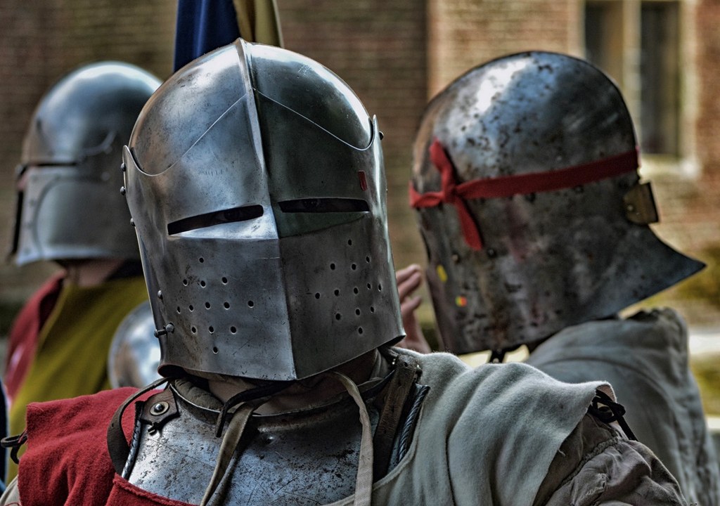 Preparing for battle. Herstmonceux Medieval Festival. Credit Vicki Burton, flickr