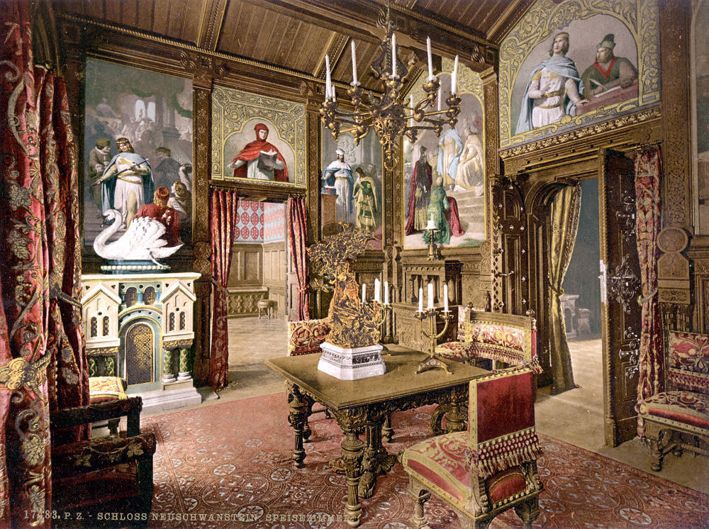 Dining room, Neuschwanstein Castle, c. 1895