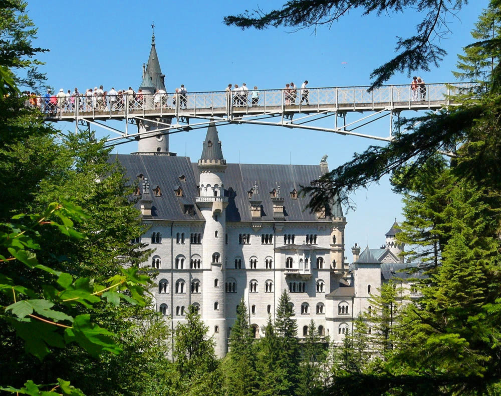 View of Neuschwanstein Castle from Marienbrücke (Mary's Bridge). Credit Robert Böck
