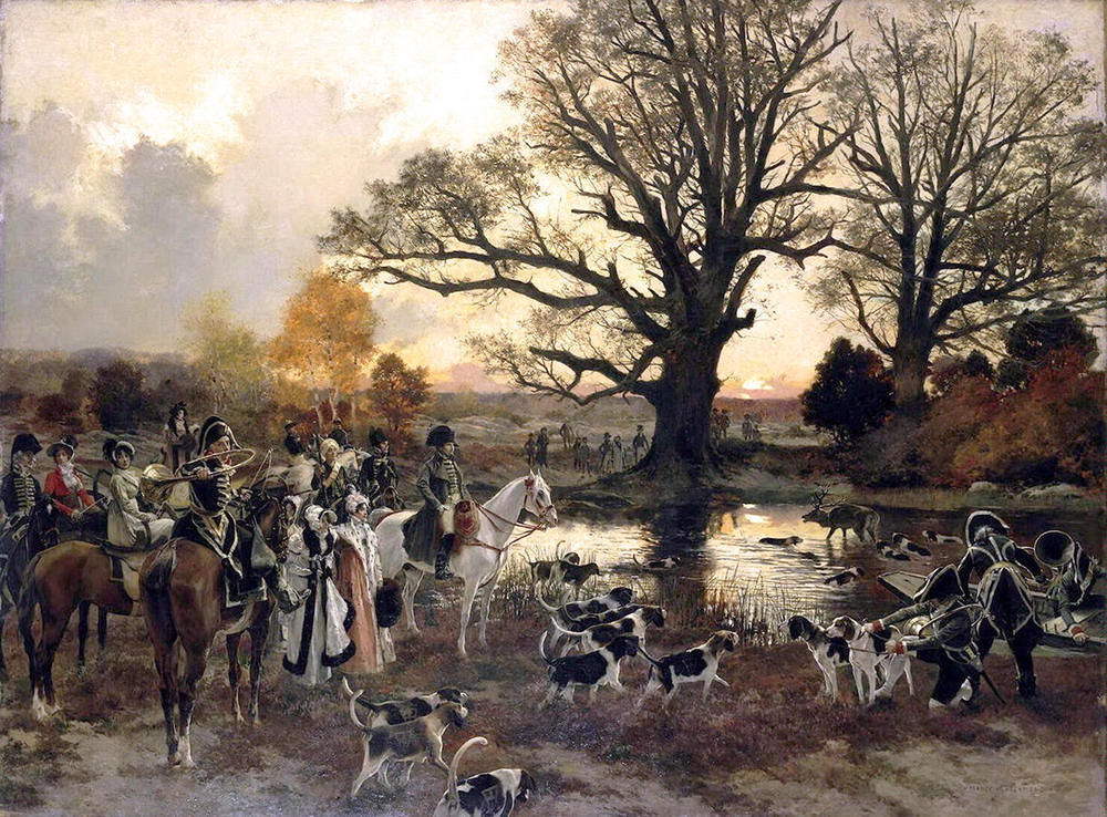 Napoleon I hunting in the Forest of Fontainebleau, 1807 by Francois Flameng