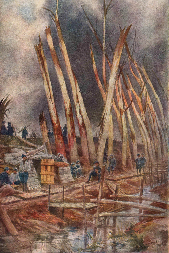 The offensive of the Yser, First French line near Het-Sas, by François Flameng