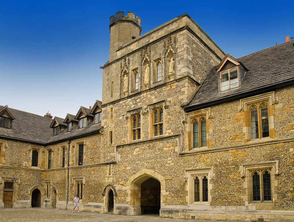 The 14th century Middle Gate tower and Chamber Court of Winchester College. Credit Anguskirk, flickr