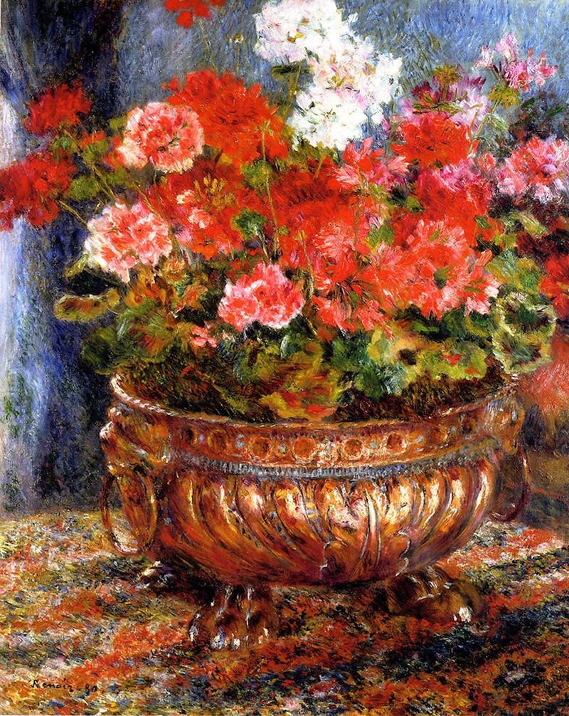 Geraniums in a Copper Basin by Pierre Auguste Renoir, 1880