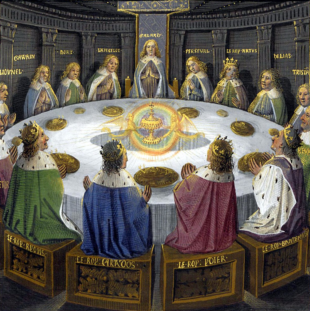 The Round Table experiences a vision of the Holy Grail by Évrard d'Espinques, 1475