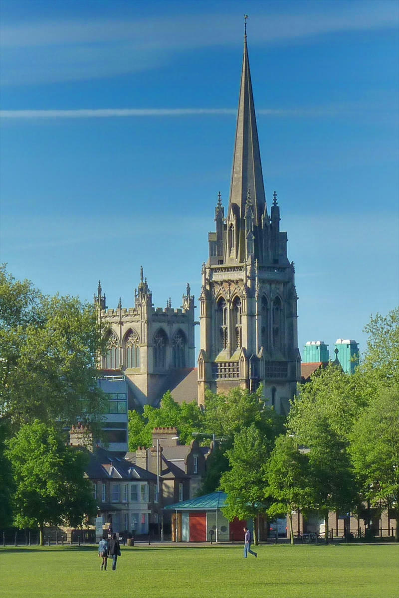 The church of Our Lady and the English Martyrs in Cambridge, England viewed from Parker's Piece. Credit Cmglee