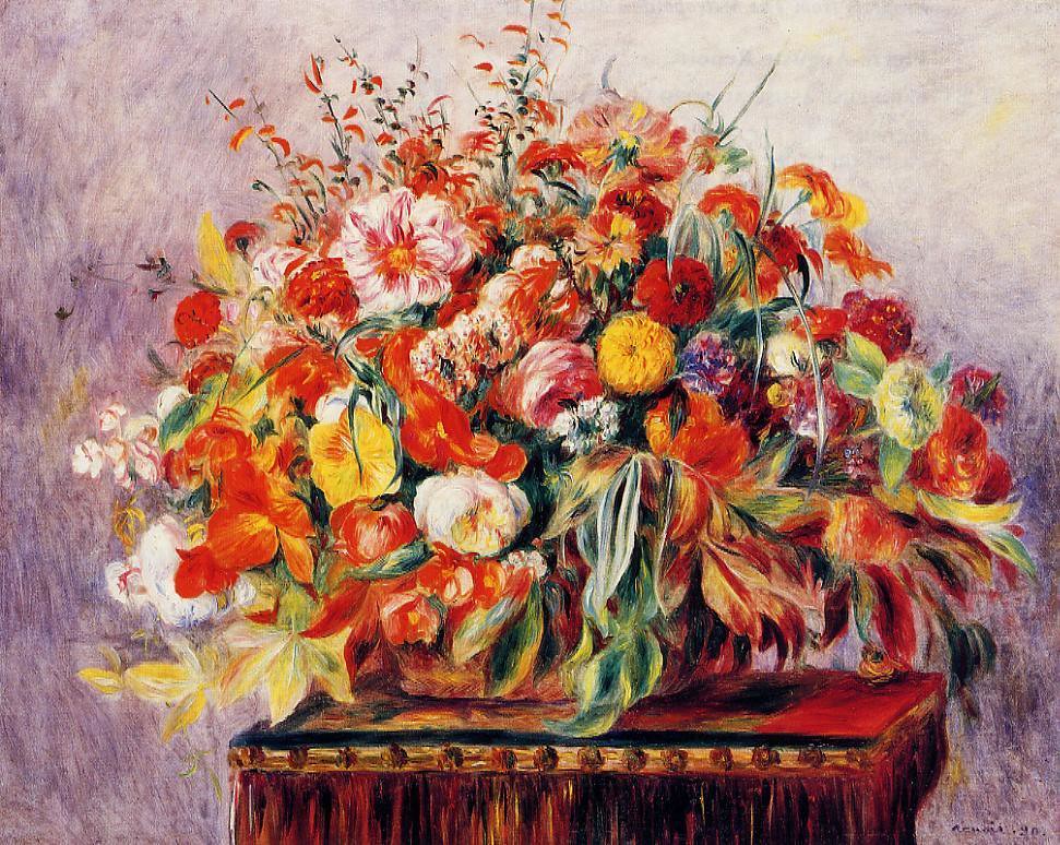 Basket of Flowers by Pierre Auguste Renoir - 1890