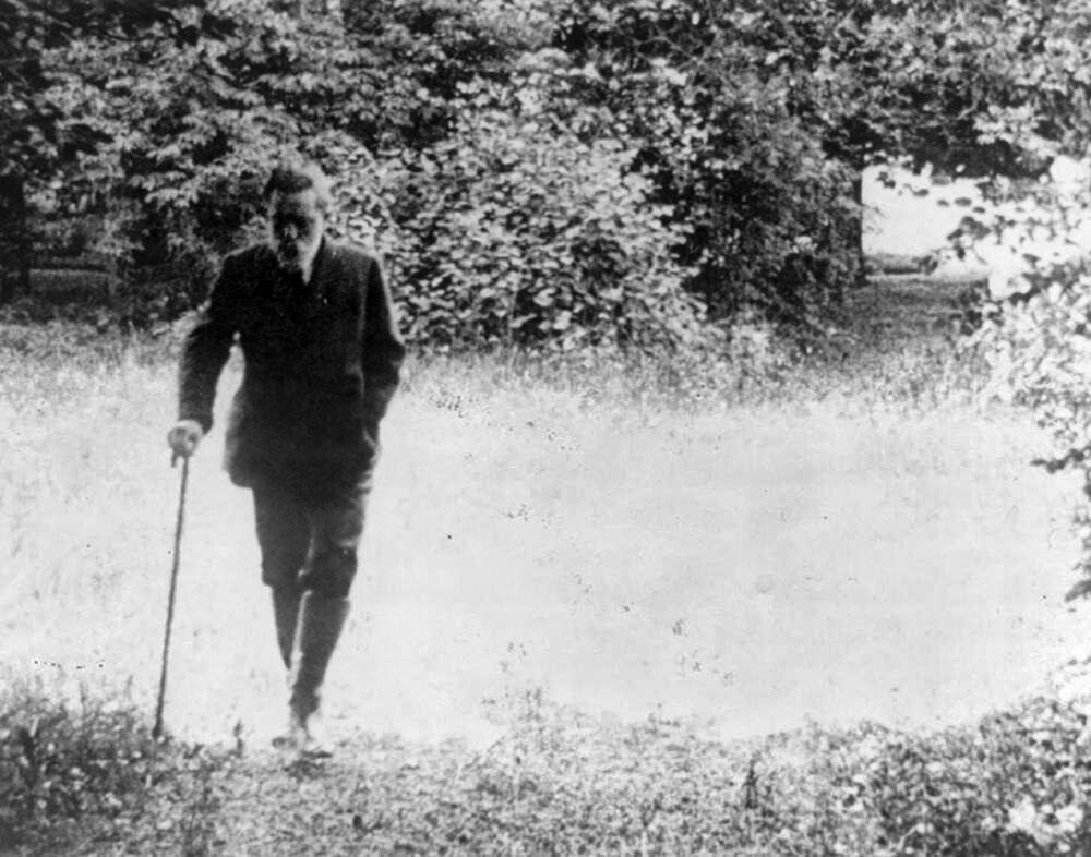Ex-Kaiser Wilhelm II of Germany walking alone on his estate, with cane in hand, 1922. Credit Library of Congress