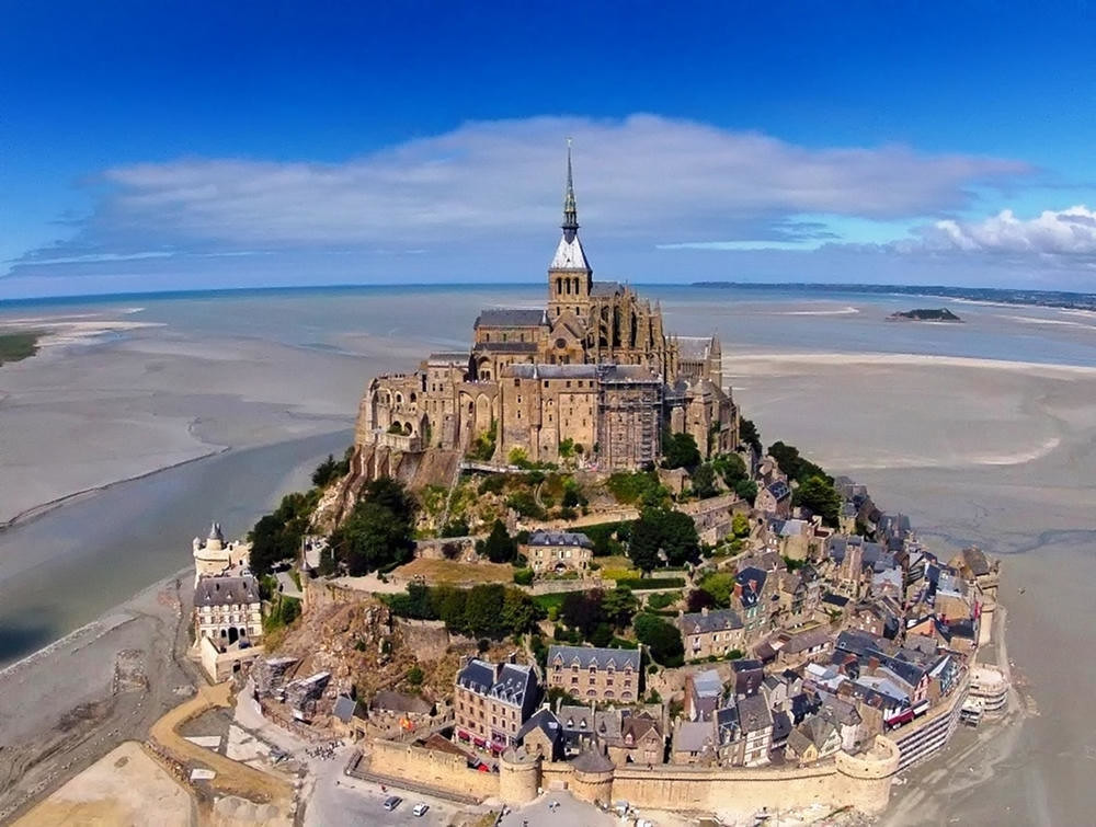 Mont-Saint-Michel Aerial View. Credit Sylvain Verlaine