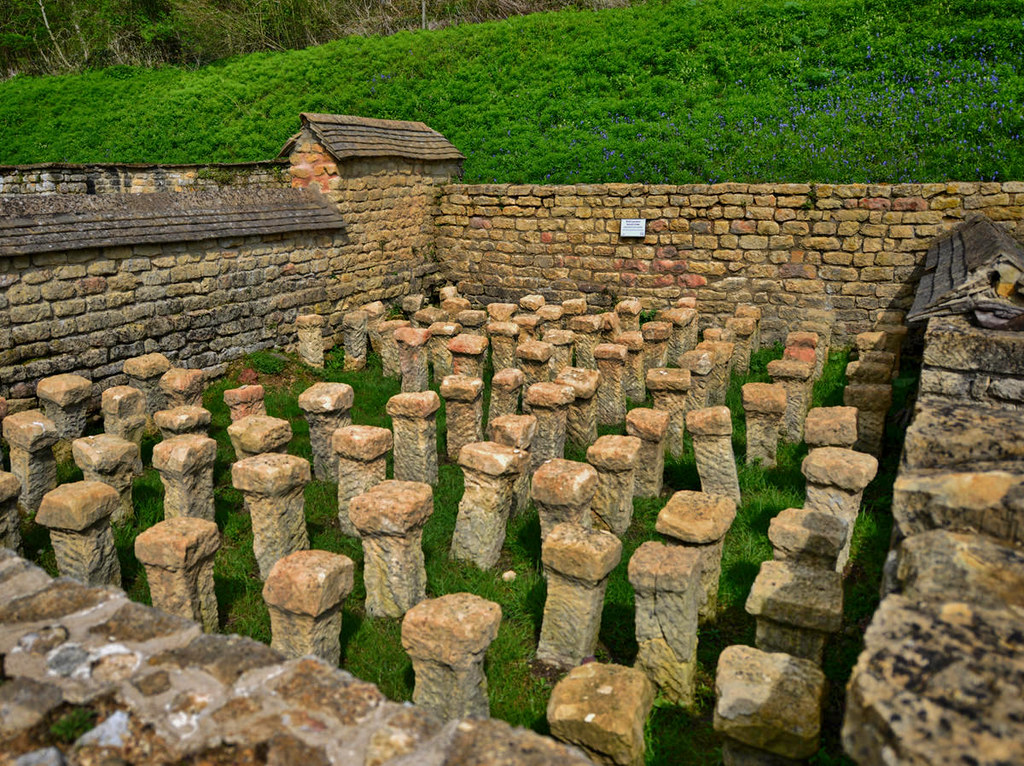 Chedworth Villa, Gloucestershire, showing system for heated floors. Credit Hartlepoolmarina2014