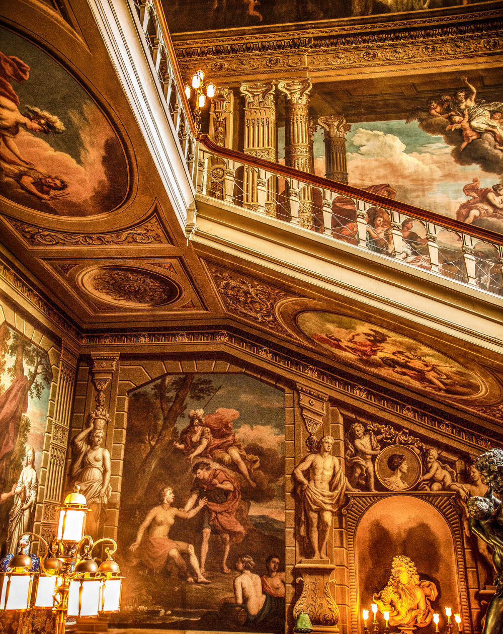 The Grand Staircase of Petworth House, West Sussex. Credit Anguskirk