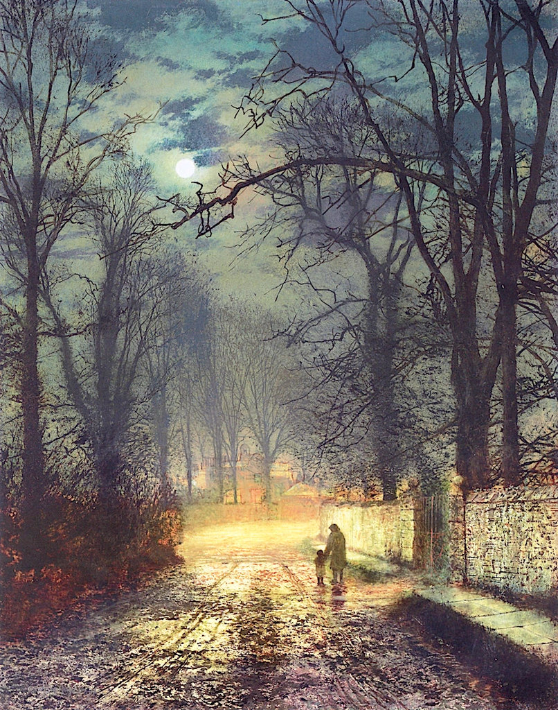 A Moonlit Lane by John Atkinson Grimshaw, 1874