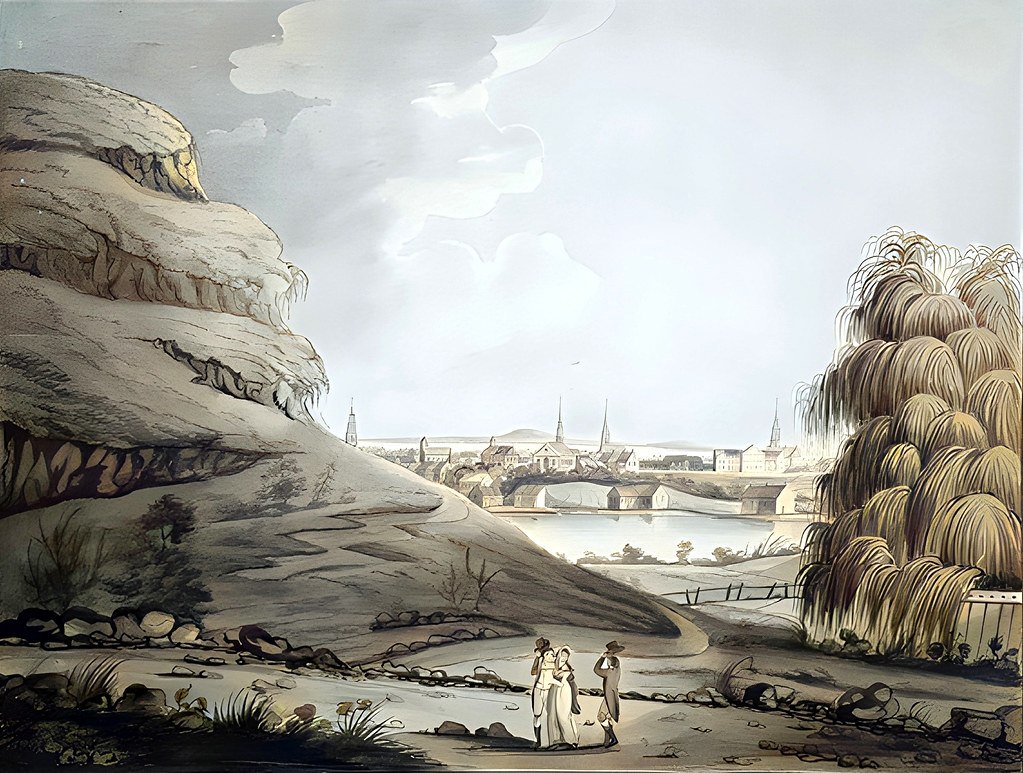1798 watercolor of Collect Pond showing Bayard's Mount