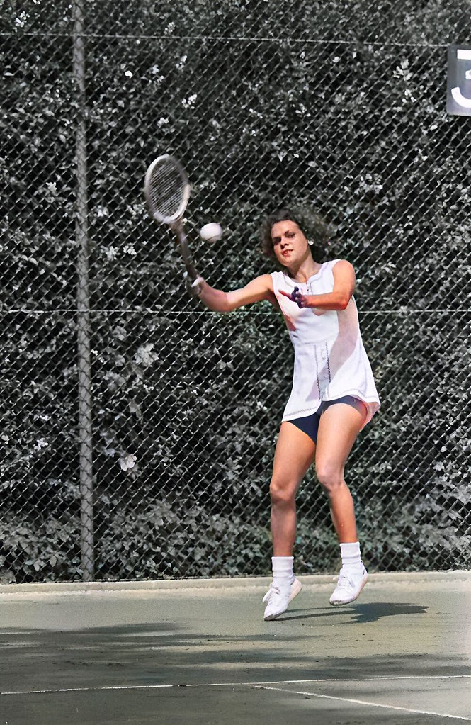 Australian tennis player Evonne Goolagong at the 1971 Dutch Open tournament in Hilversum.