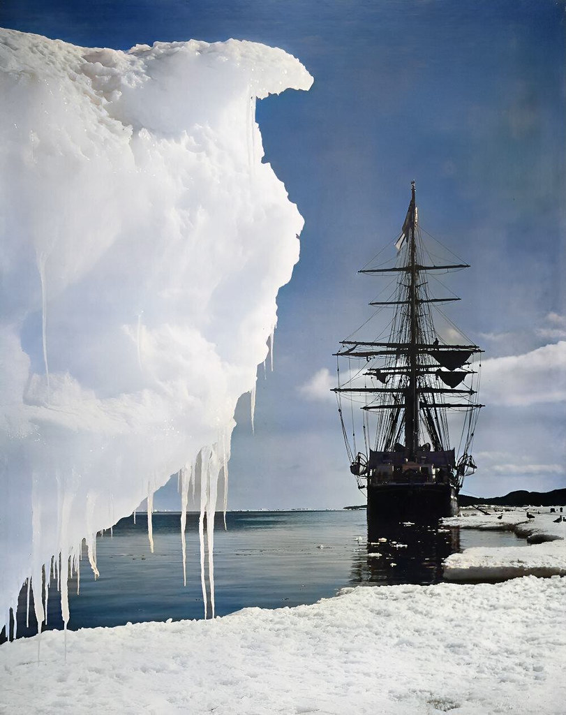 The 'Terra Nova' at the ice foot, Cape Evans