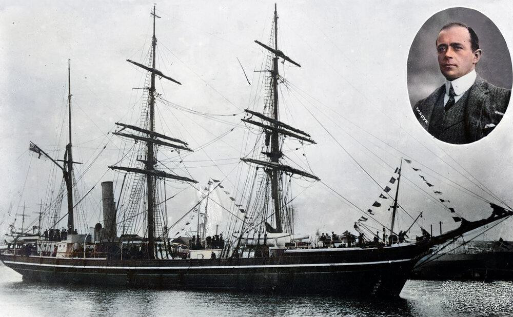 South Pole Expedition - Capt. Scott and his exploration ship Terra Nova