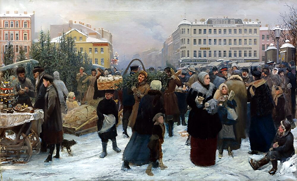 Christmas Market by Heinrich Maniser (Russian, 1847 - 1925)