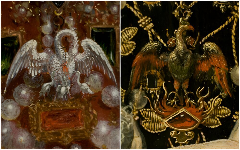 Pelican (left) and Phoenix pendants