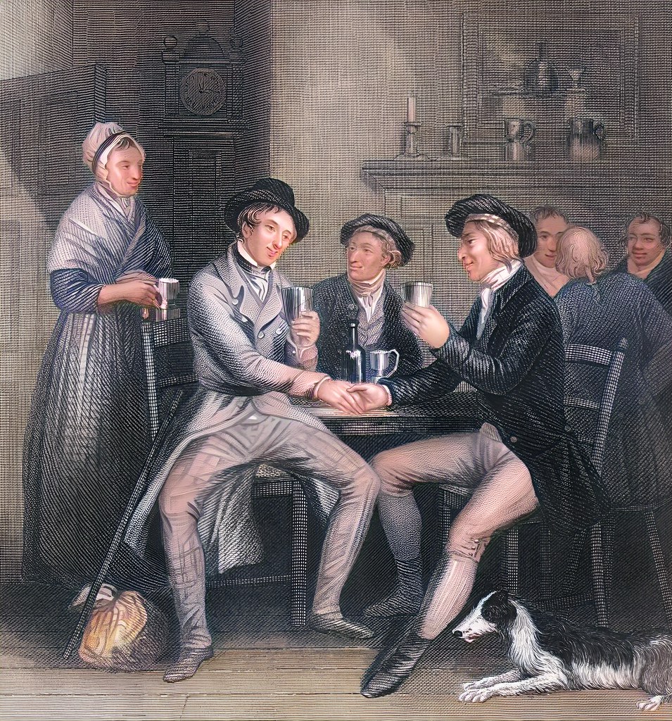 John Masey Wright and John Rogers' c. 1841 illustration of Auld Lang Syne.