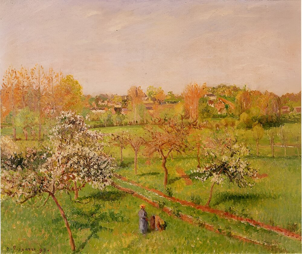 Morning, Flowering Apple Trees, Eragny by Camille Pissarro, 1898