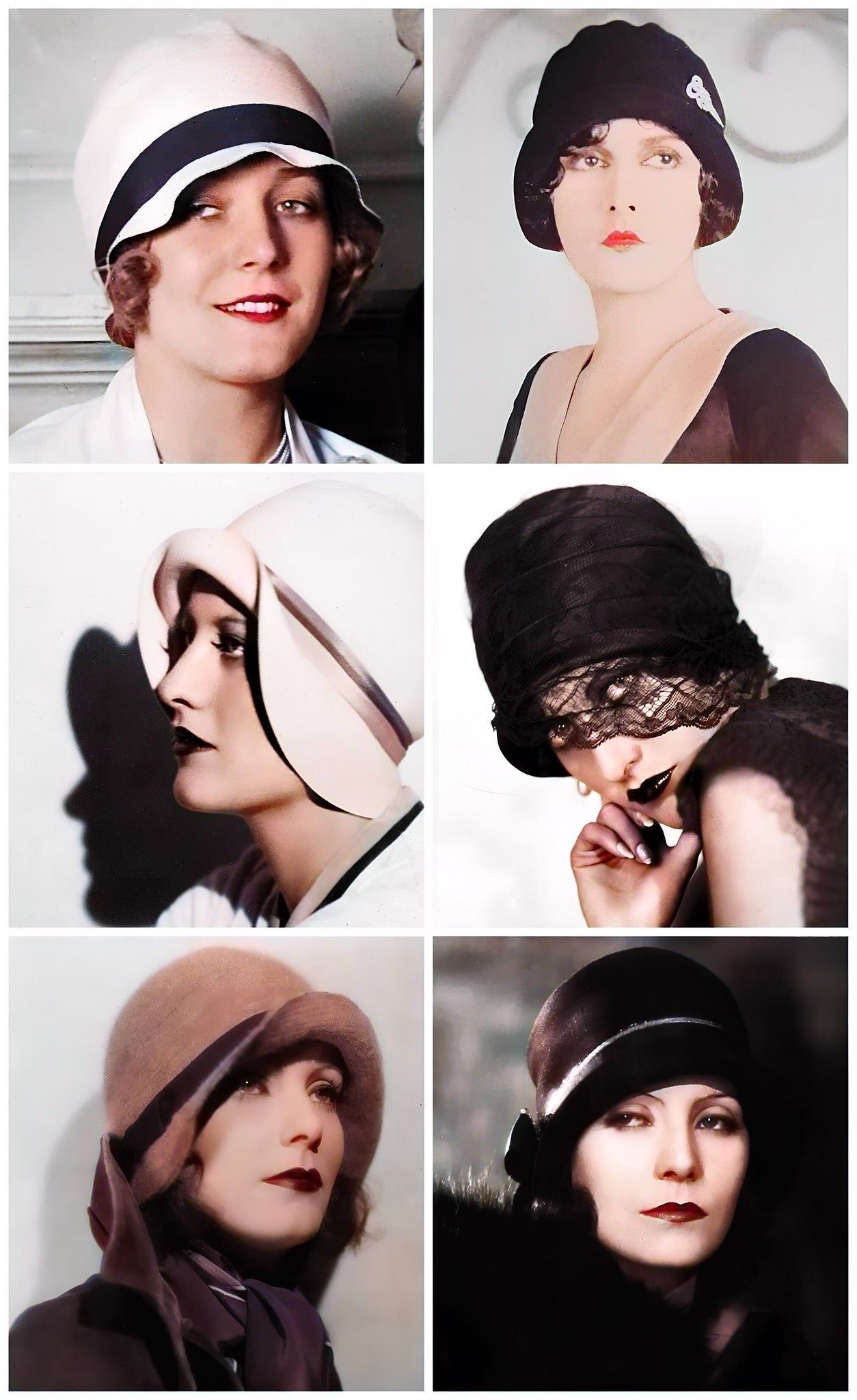 1920s Actresses. Top Row: Vilma Banky, Evelyn Brent; Middle Row: Joan Crawford; Bottom Row: Greta Garbo