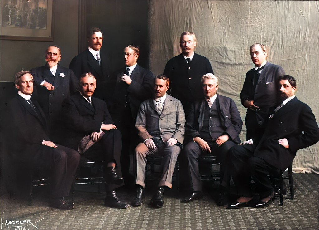 Seated, left to right: Edward Simmons, Willard L. Metcalf, Childe Hassam, J. Alden Weir, Robert Reid Standing, left to right: William Merritt Chase, Frank W. Benson, Edmund C. Tarbell, Thomas Wilmer Dewing, Joseph DeCamp
