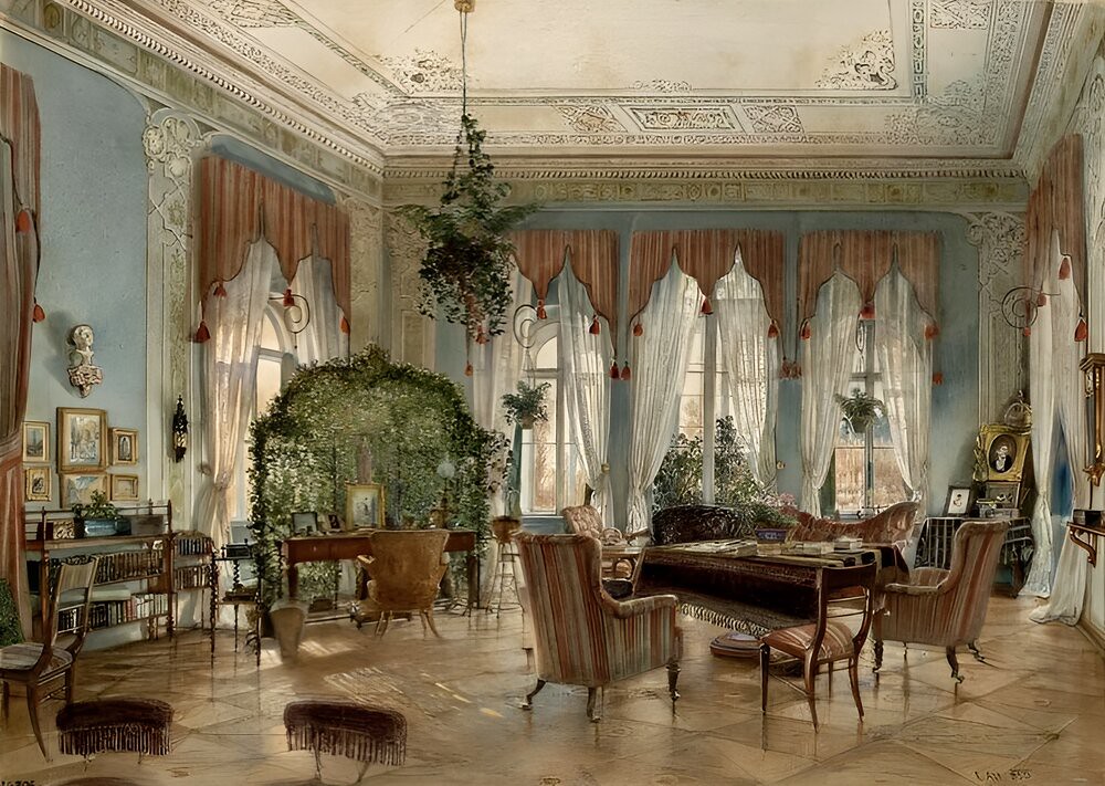 BSalon of Princess Henriette Odescalchi Castle in Hirtenberg by Rudolf von Alt, 1853