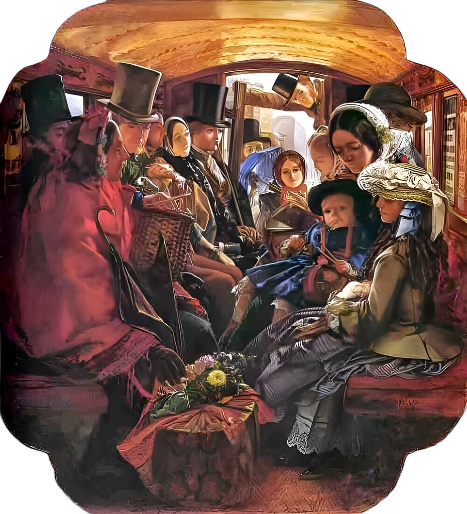 An omnibus ride to Piccadilly Circus – Mr. Gladstone travelling with ordinary passengers by Alfred Morgan, 1885