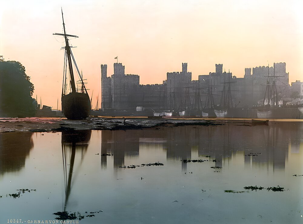 Carnarvon Castle at sunset