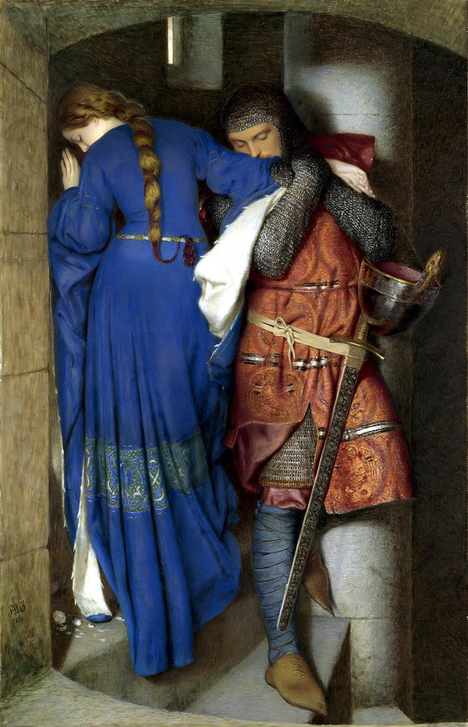 The Meeting on the Turret Stairs by Frederic William Burton, 1864