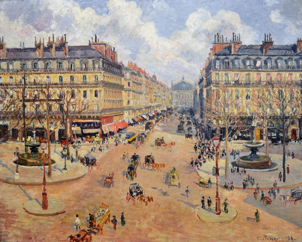 The Avenue de l'Opera, one of the new boulevards created by Napoleon III. The new buildings on the boulevards were required to be all of the same height and same basic façade design, and all faced with cream-hued stone, giving the city center its distinctive harmony.