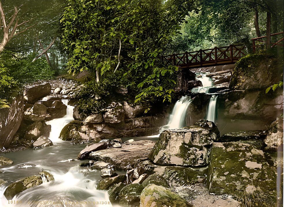 Glen Lyn, falls and upper bridge, Lynton and Lynmouth, Devon