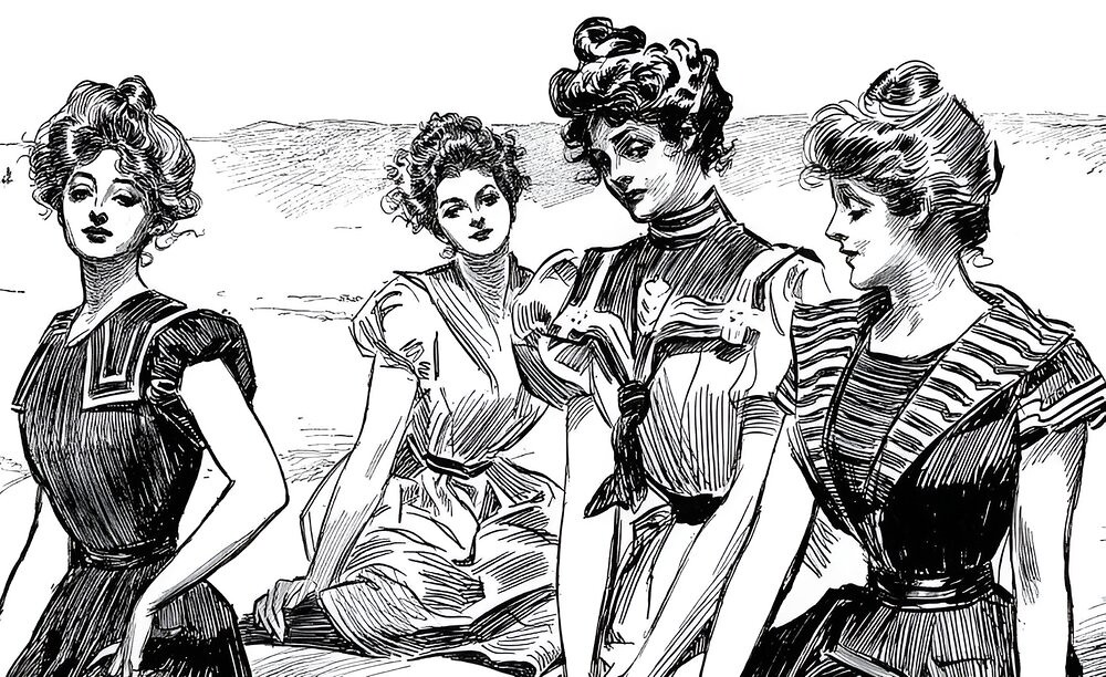 Gibson Girls in beach attire by Charles Dana Gibson, 1898